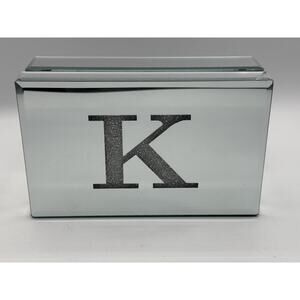 American Atelier Jewelry Monogrammed Mirrored Trinket Box Letter "K" 8x5